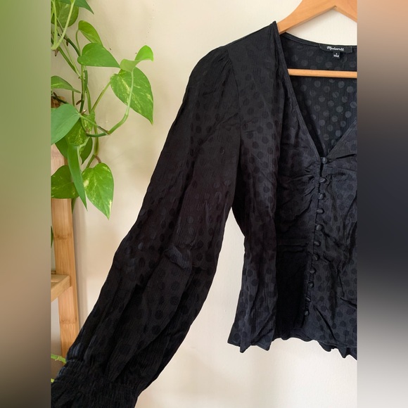 Madewell // Black Polka Dot Blouse - Picture 1 of 9